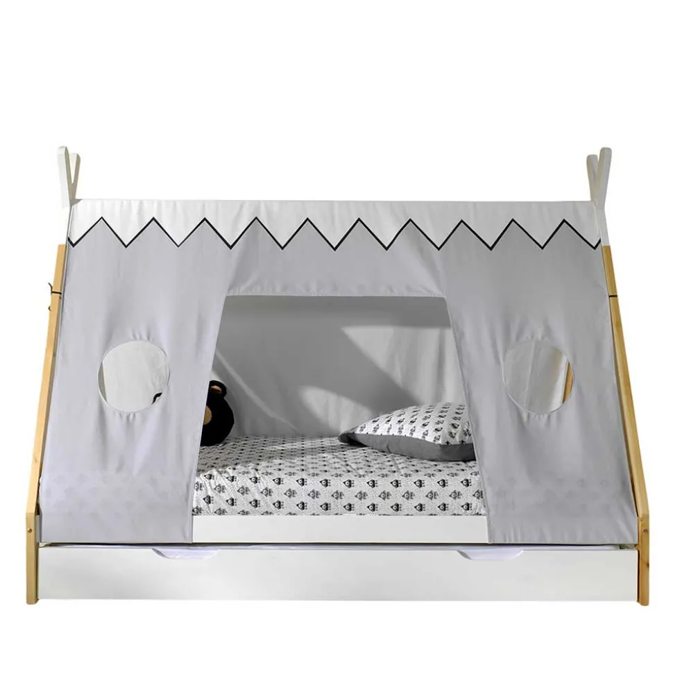 Kinderbett im Zelt Design in Weiß & Hellgrau & Natur - Nutures