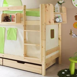 Kinderetagenbett Jesse in Grün-Beige