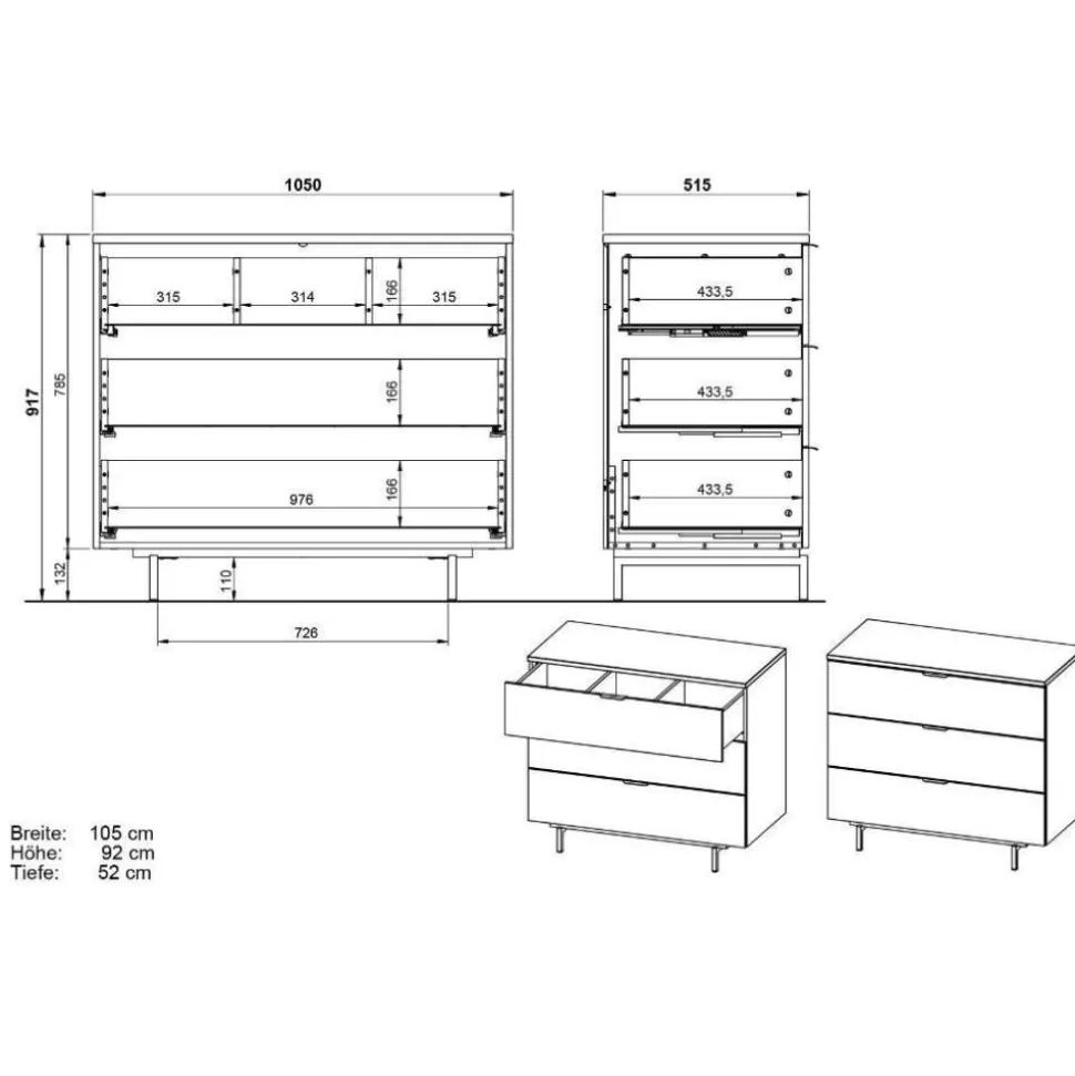 Kinder-Kommode - optional mit Wickelaufsatz - Suzanas