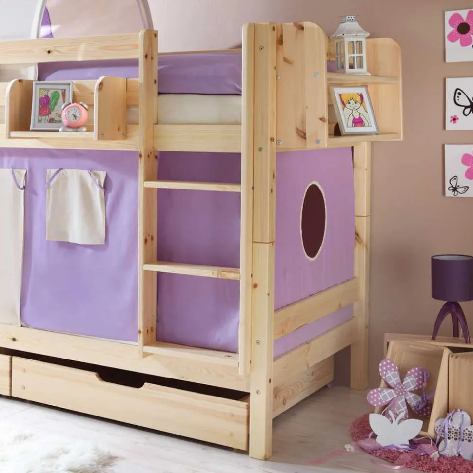 Kinderstockbett Calmaro in Lila-Beige