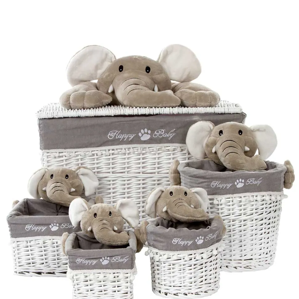 Kinderzimmer Korb Set mit Elefantenköpfen Plüsch - Isipia (fünfteilig)