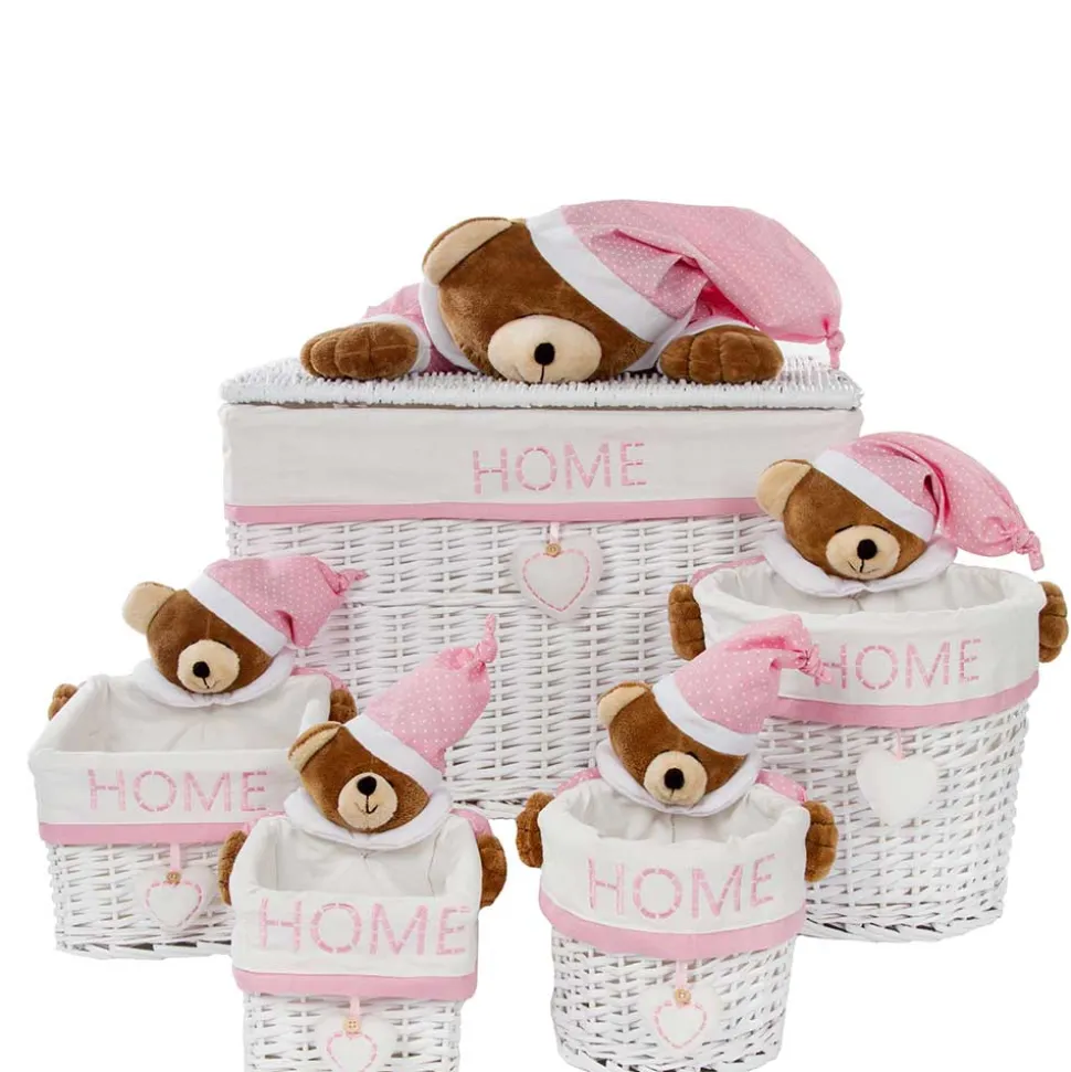 Kinderzimmer Körbe mit Plüschbär Kopf - Ucera (fünfteilig)