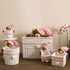 Kinderzimmer Körbe mit Plüschbär Kopf - Ucera (fünfteilig)
