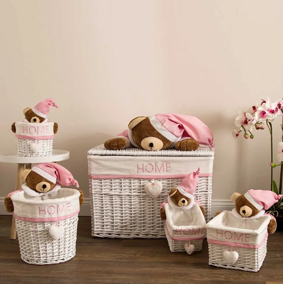 Kinderzimmer Körbe mit Plüschbär Kopf - Ucera (fünfteilig)