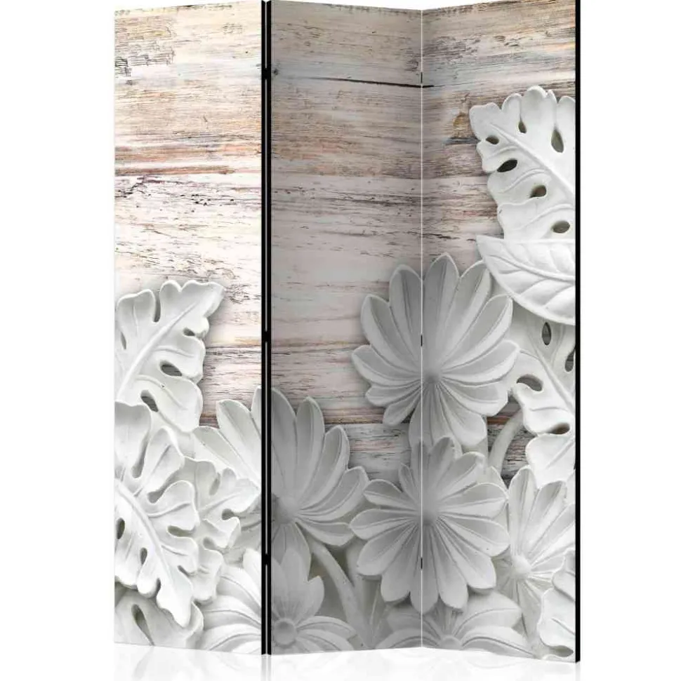 Klappbarer Paravent in Grau Weiß - Nalisha