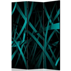 Klappbarer Paravent in Petrol & Schwarz - Live