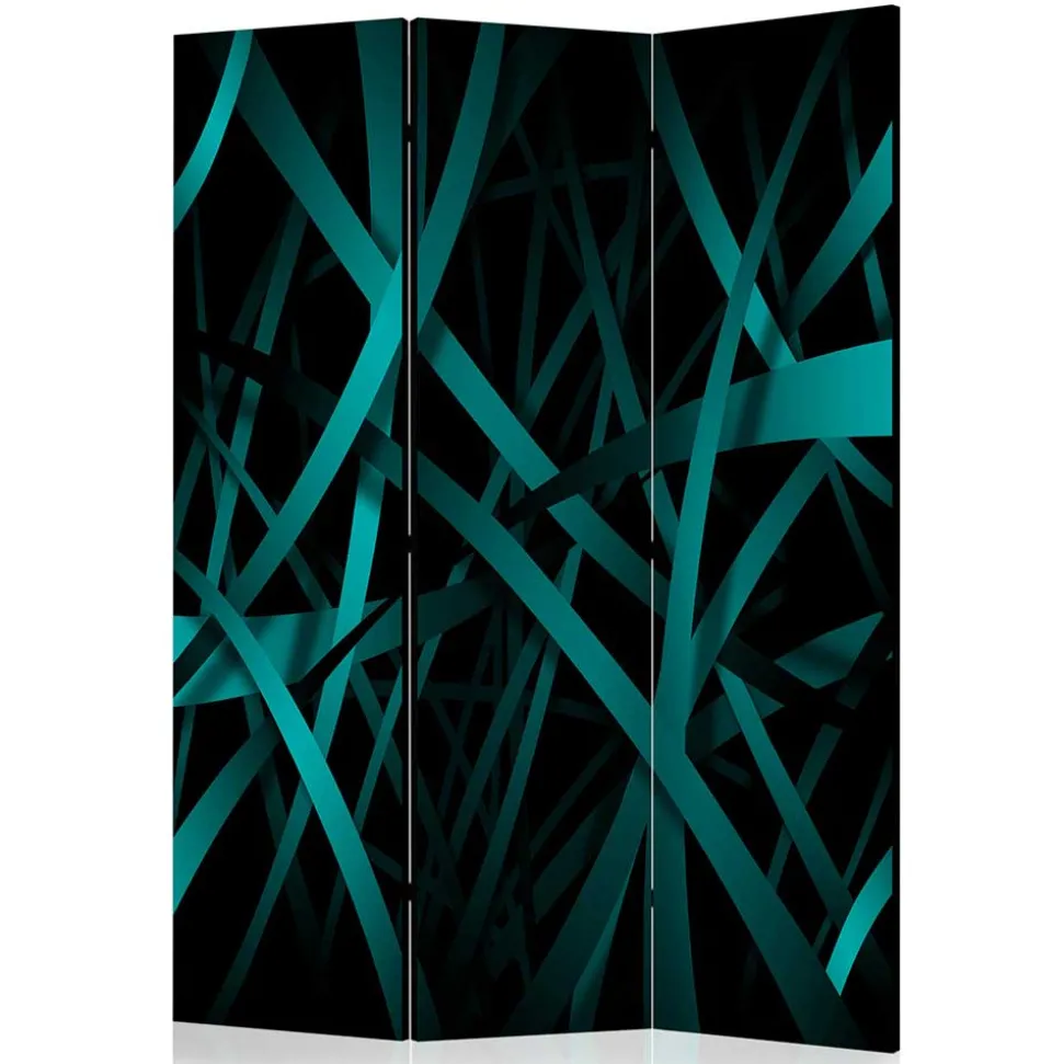 Klappbarer Paravent in Petrol & Schwarz - Live