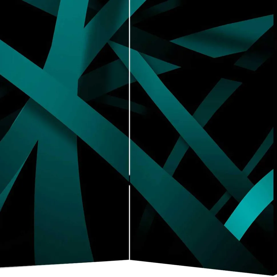 Klappbarer Paravent in Petrol & Schwarz - Live