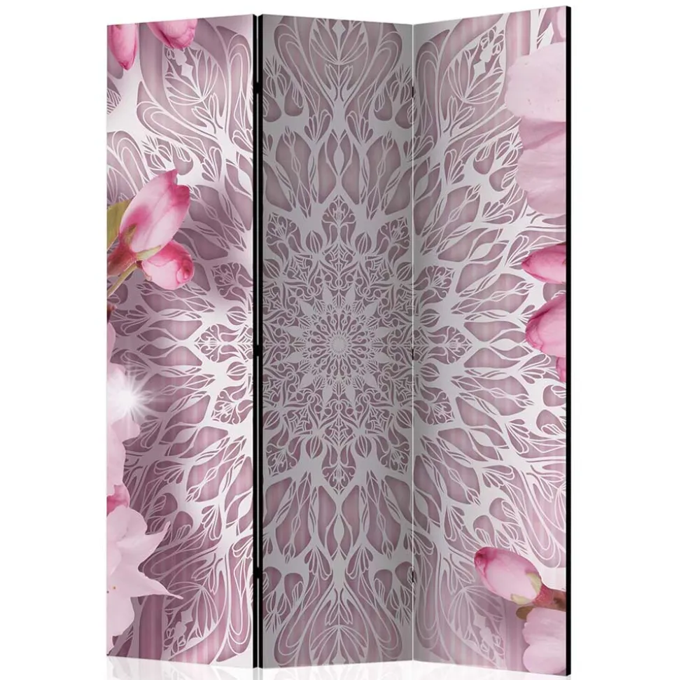 Klappbarer Paravent in Rosa & Weiß - Carika