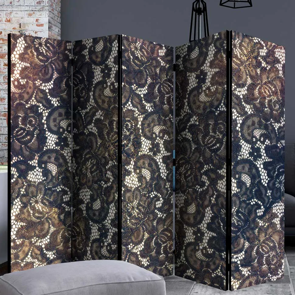 Klappbarer Paravent mit Druckmotiv Spitze - Amby
