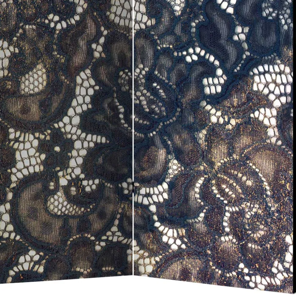 Klappbarer Paravent mit Druckmotiv Spitze - Amby