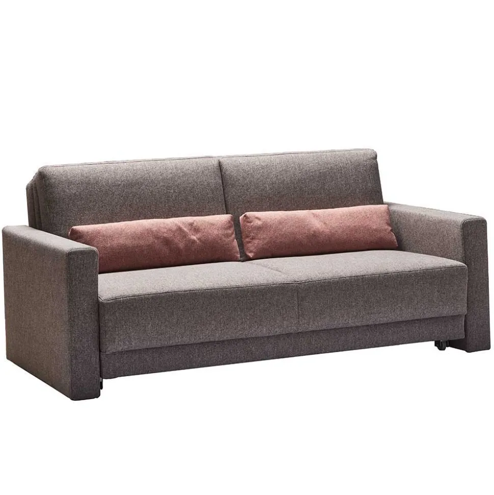 Klappcouch in Grau mit geteilter Rückenlehne Zentra & Kissen Rosa