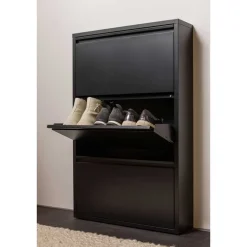 3-Klappen-Schuhschrank in Schwarz - Matic