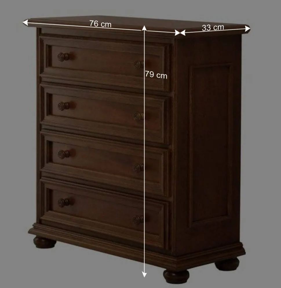 Klassisch gestaltete Hochkommode in Walnussfarben - Manicos