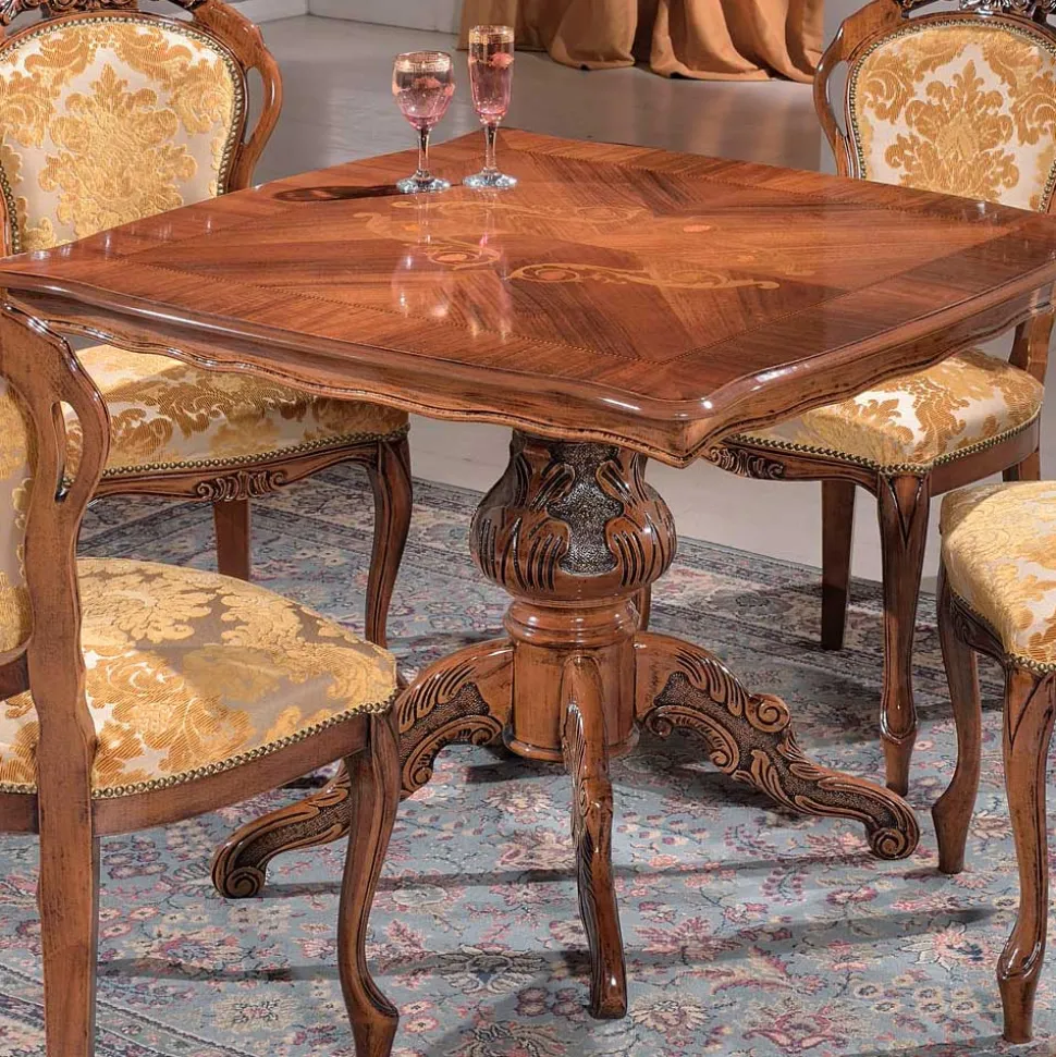 Klassische Essgruppe mit Quadrattisch Magari & 4 Polsterstühlen (fünfteilig)