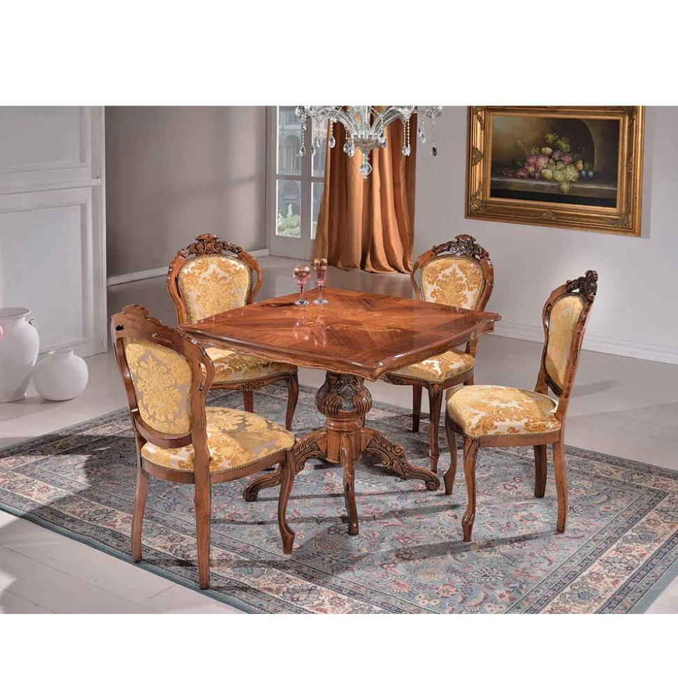 Klassische Essgruppe mit Quadrattisch Magari & 4 Polsterstühlen (fünfteilig)