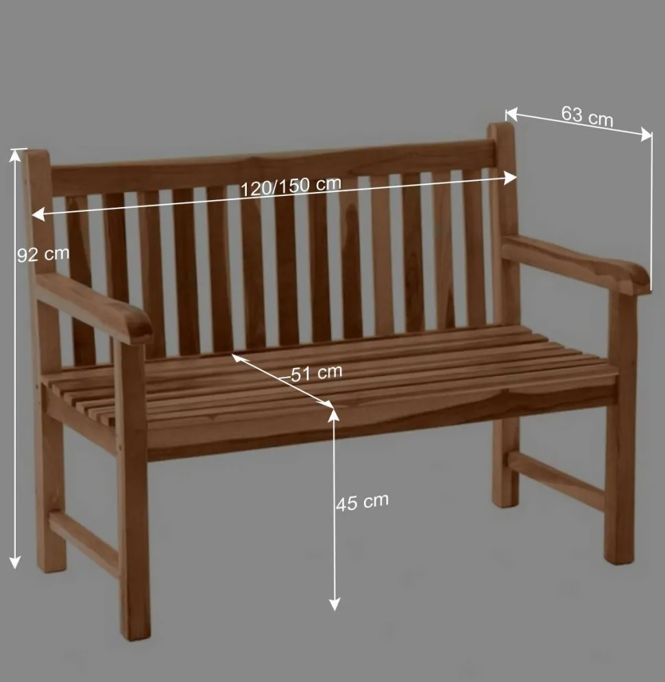 Klassische Holz Gartenbank mit Lehnen - Klahuma