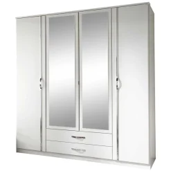 Klassischer Kleiderschrank in Weiß mit Chrom - Miracella