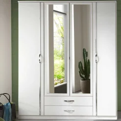 Klassischer Kleiderschrank in Weiß mit Chrom - Miracella