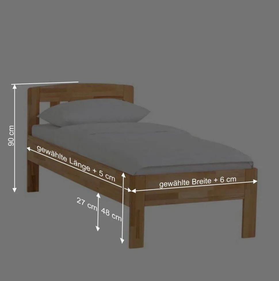 Klassisches Holzbett Seriacus mit Kopfteil halboffen