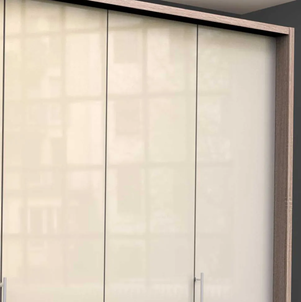 Kleiderschrank 200cm breit in Creme Glas - Rativian