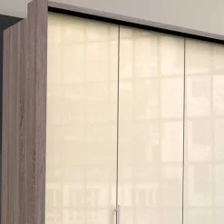 Kleiderschrank glasbeschichtet in Creme - Laingo