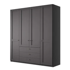 Kleiderschrank in Dunkelgrau 4-türig - Mataram