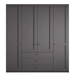 Kleiderschrank in Dunkelgrau 4-türig - Mataram