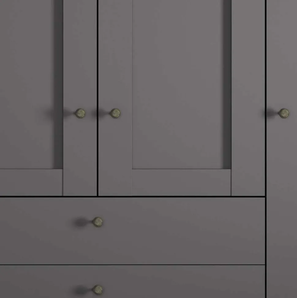 Kleiderschrank in Dunkelgrau 4-türig - Mataram