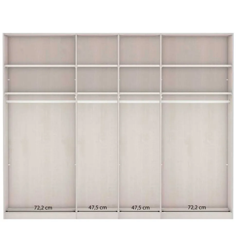 Kleiderschrank in Eiche Bianco & Spiegel - Paniola
