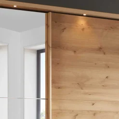 Kleiderschrank in Eiche Bianco & Spiegel - Paniola