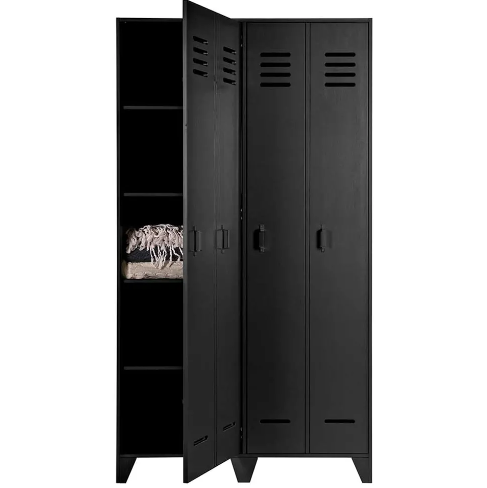 Kleiderschrank in Spind Optik aus Holz und Holzwerkstoff - Tivegos