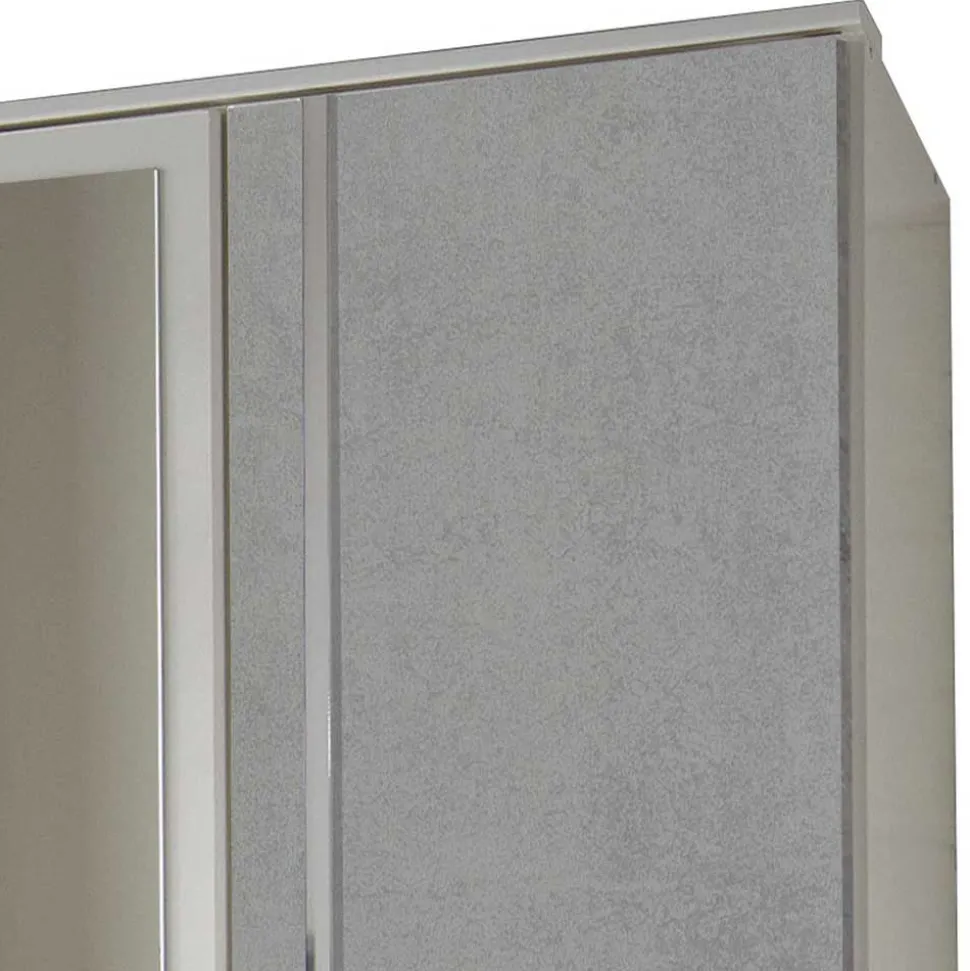 Kleiderschrank in Weiß & Betonoptik mit Chrom - Hotti I