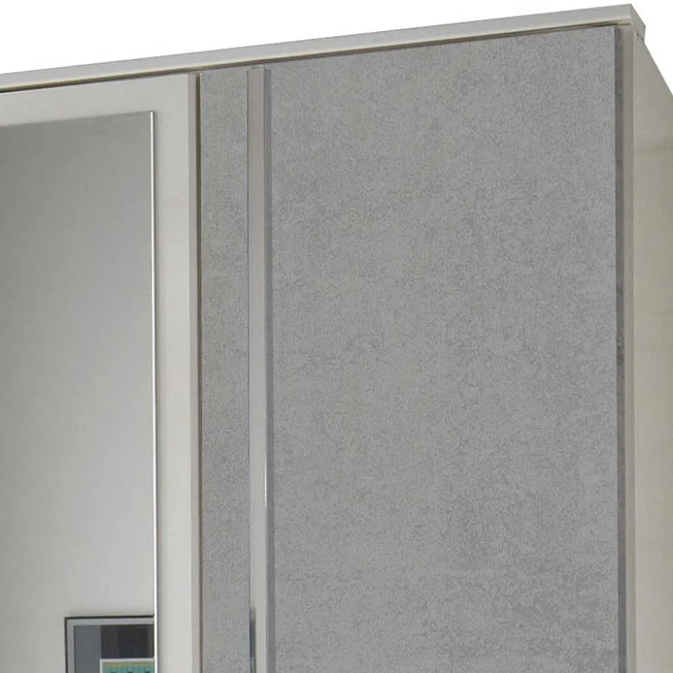 Kleiderschrank in Weiß & Beton Optik Hell - Hotti