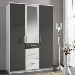 Kleiderschrank in Weiß & Dunkelgrau - Vanila I