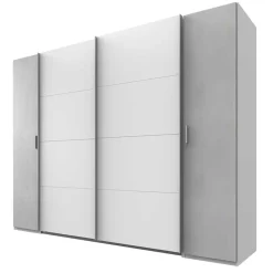 Kleiderschrank in Weiß & Lichtgrau Beton Optik - Viganno