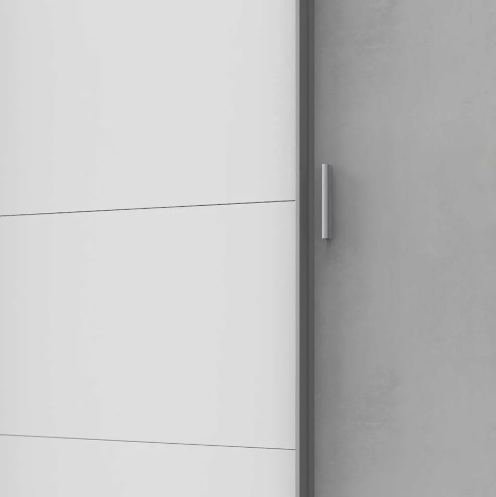 Kleiderschrank in Weiß & Lichtgrau Beton Optik - Viganno