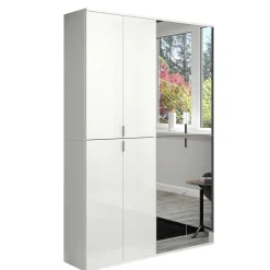 Kleiderschrank in Weiß HG & Spiegel - Ejulia (zweiteilig)