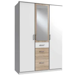 Kleiderschrank in Weiß mit Eiche Sägerau NB - Magdelan