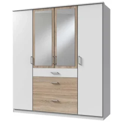 Kleiderschrank in Weiß und Eiche Sägerau Dekor - Magdelan I