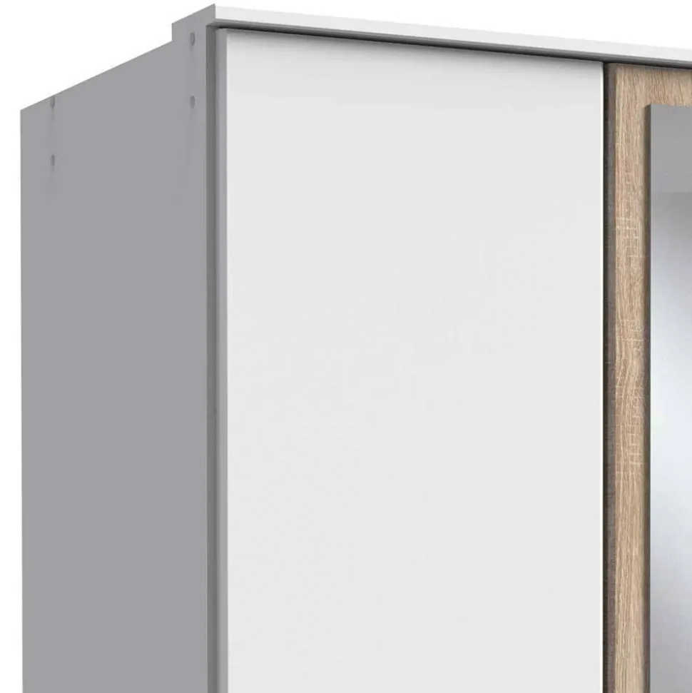 Kleiderschrank in Weiß und Eiche Sägerau Dekor - Magdelan I