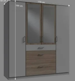 Kleiderschrank in Weiß und Eiche Sägerau Dekor - Magdelan I