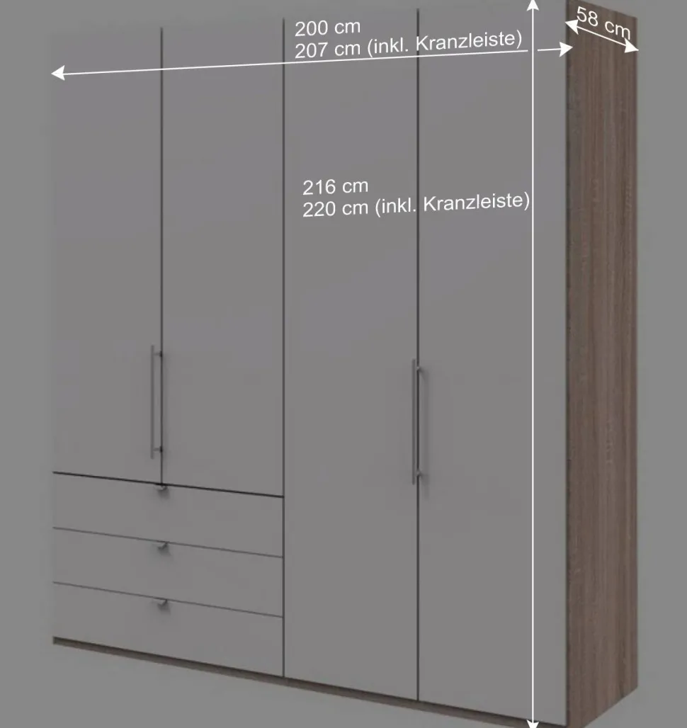 Kleiderschrank kombiniert 2 Falttüren - Vaclyn