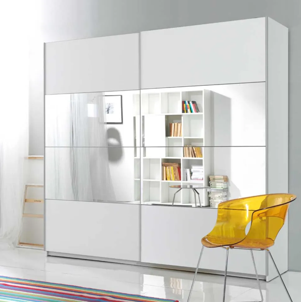 Kleiderschrank mit 2 Schwebetüren in Weiß - Juleste