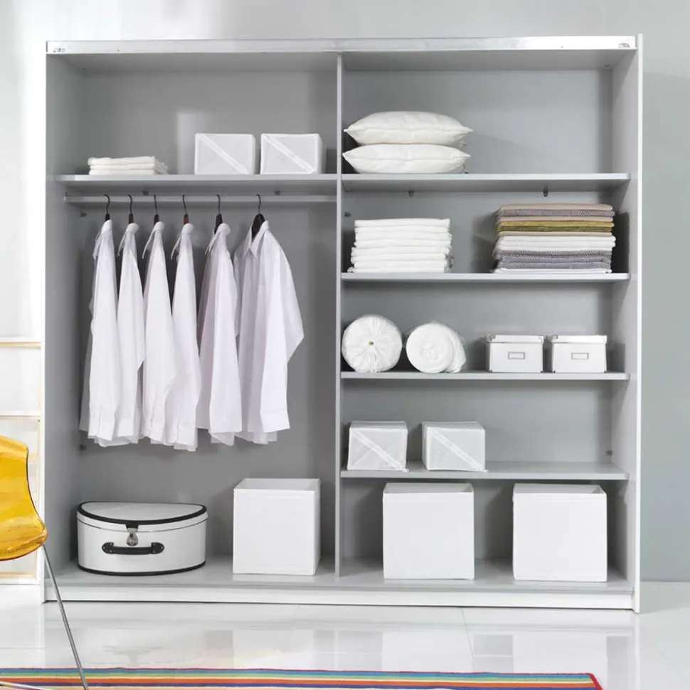 Kleiderschrank mit 2 Schwebetüren in Weiß - Juleste