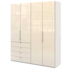 Kleiderschrank mit Falttüren in Cremefarben Glas Front - Zidarie