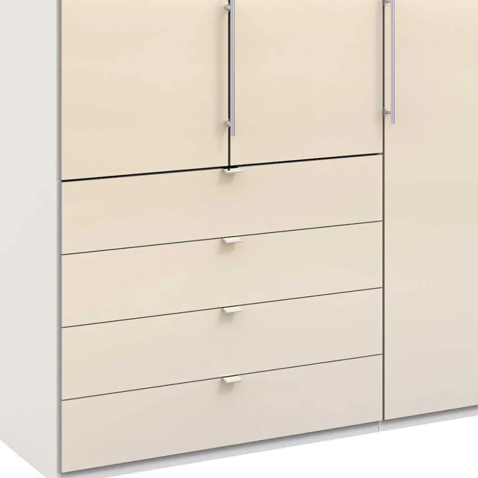Kleiderschrank mit Glasfront in Cremefarben - Zidarie