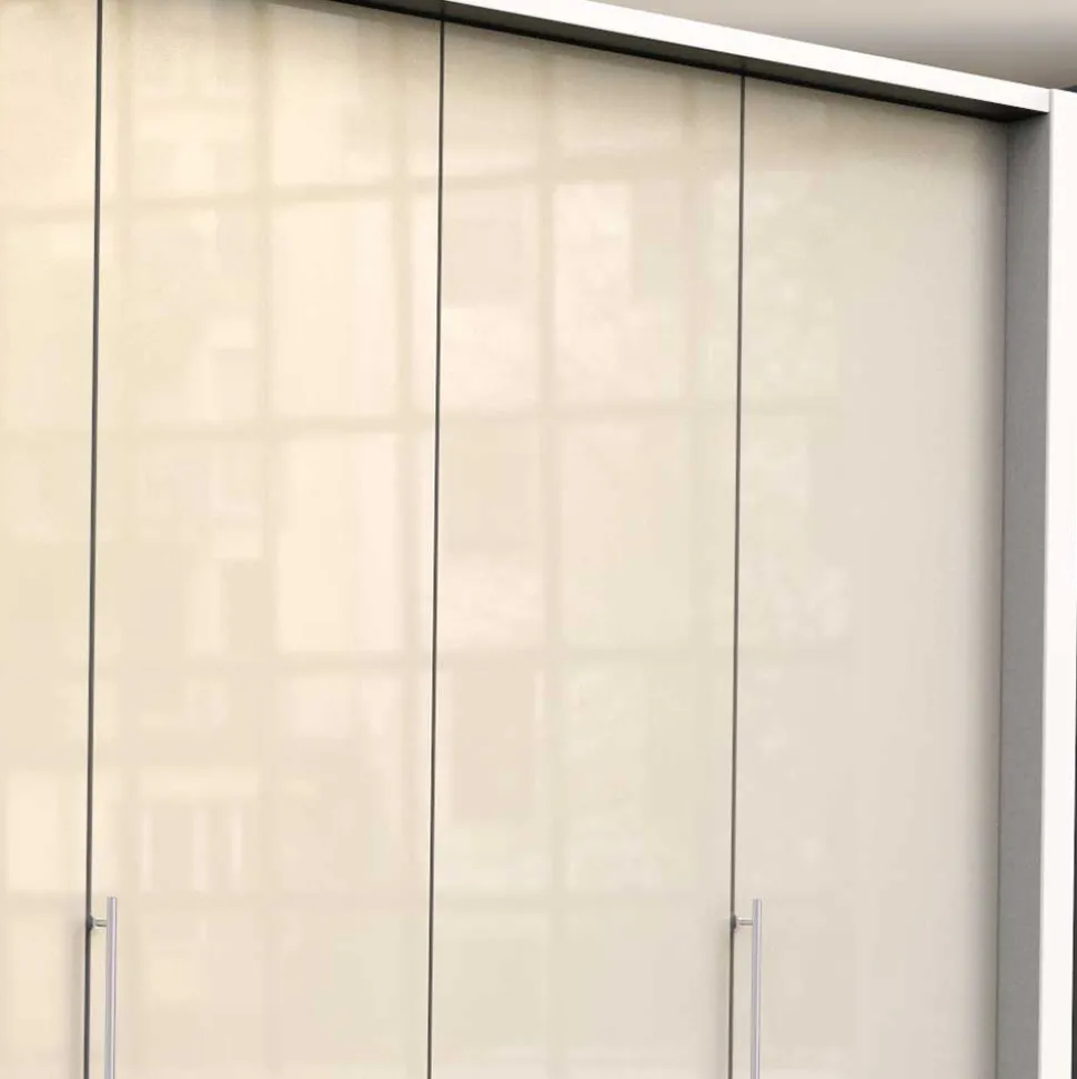 Kleiderschrank mit Glasfront in Cremefarben - Zidarie