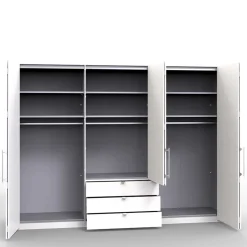 Kleiderschrank mit Schubladen & Falttüren in Creme Glas - Zidarie