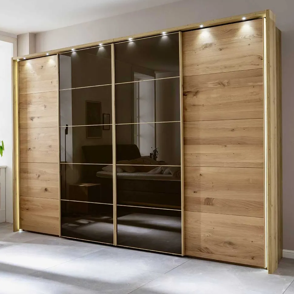 Kleiderschrank mit Schwebetüren in Dunkelbraun - Vutonia